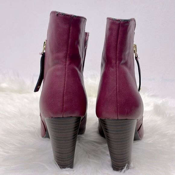 Breckelles | Burgundy open toe heel ankle booties 8.5 - Picture 6 of 10